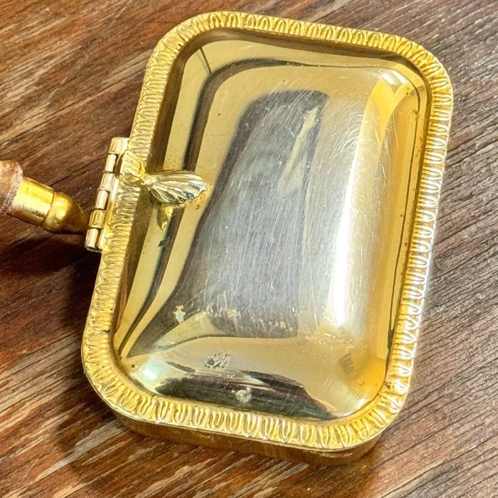 Vintage Italian 24kt Gold Plated Silent Butler Crumb Catcher with Wood Handle - Picture 6 of 12